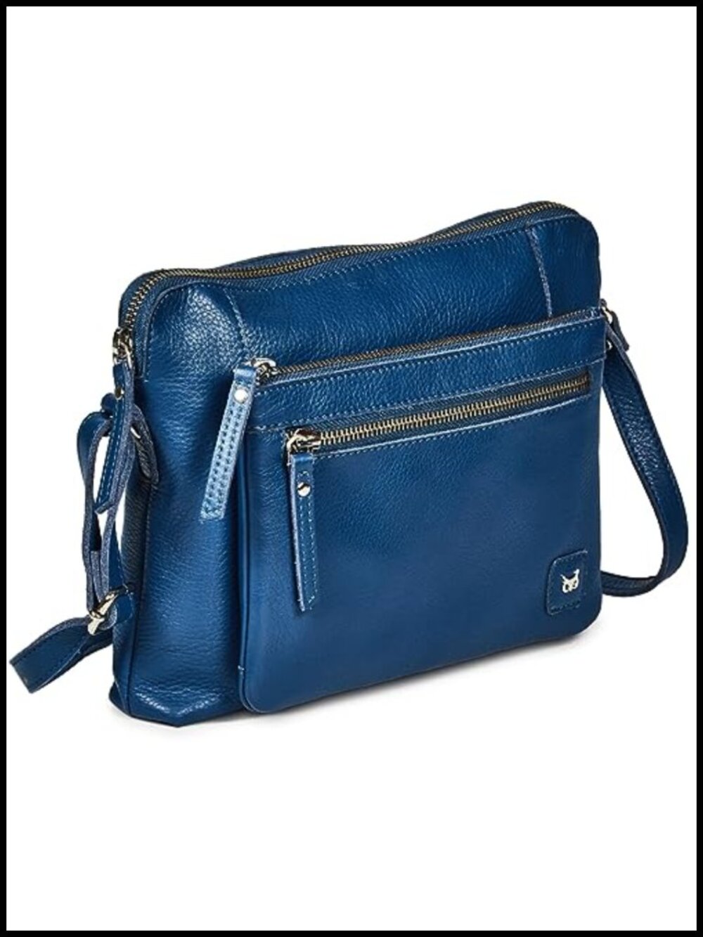 Small Genuine Pebbled Leather Crossbody Bag for Women with Adjustable Strap